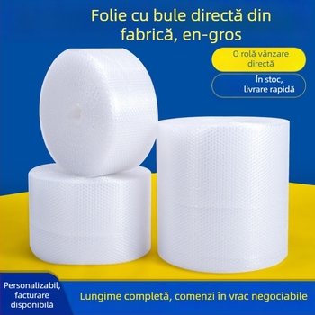 Folie cu bule pentru ambalare, antișoc, rezistentă la impact, din straturi simple sau duble, rolă groasă