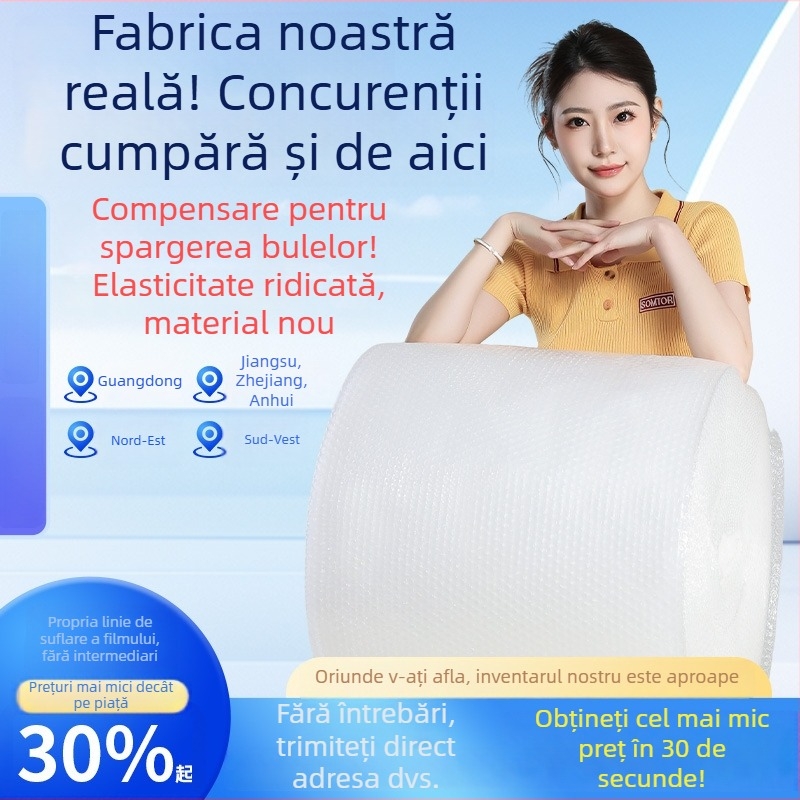 Folie cu bule pentru ambalare, pernă de protecție mai groasă, folie cu bule pe rol mare
