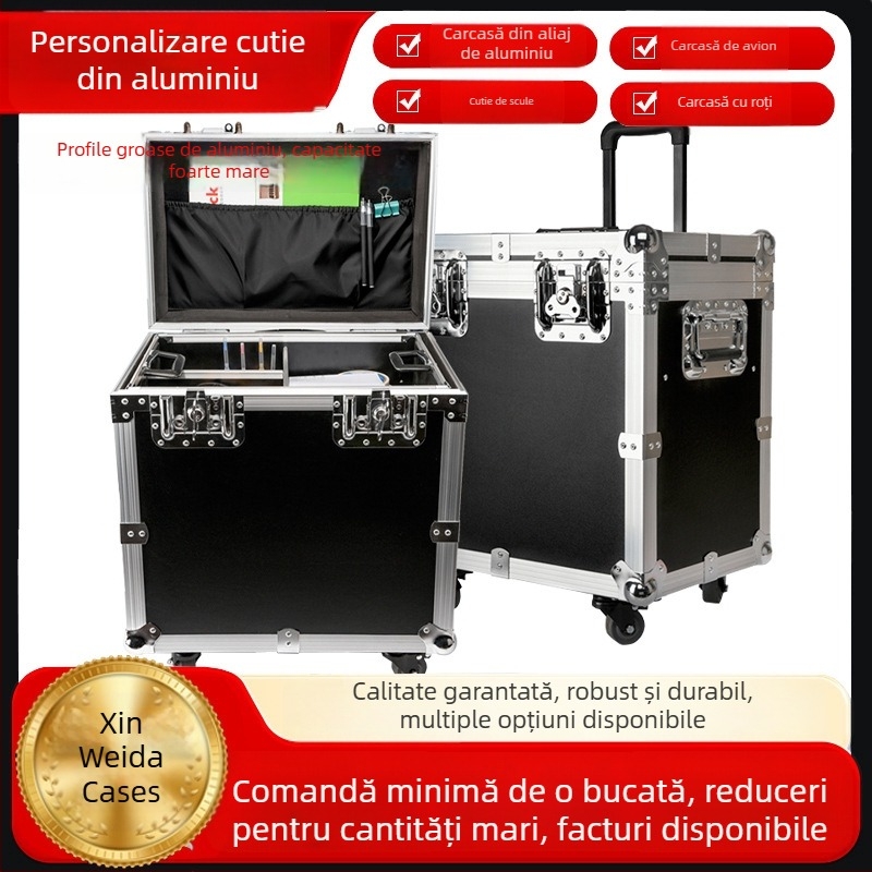 Cutie de transport din aliaj de aluminiu pentru echipamente, recuzită de scenă și echipamente audio și foto