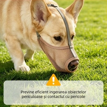 Mască de bot pentru câini din PVC — respirabilă, reflectorizantă, anti-mușcare, anti-ingestie accidentală, anti-evadare