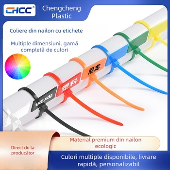 Etichetă din nylon colorat cu marcaj anti-fraudă și semn scris de mână, legătură pentru cabluri 3x4x100x150