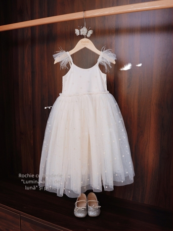 Rochie de vară cu bretele pentru fete – stil prințesă, rochie din plasă, căptușeală din bumbac, material principal poliester