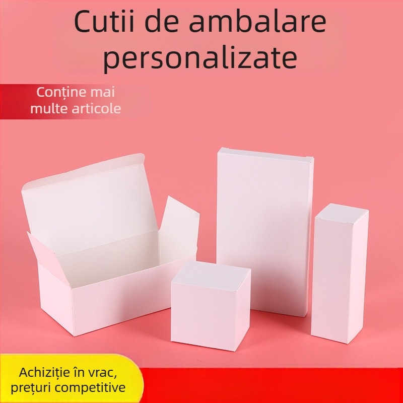 Cutii de ambalaj personalizate, cutii color, cutie din carton alb pliabil pentru cosmetice, cutie de cosmetice cu bază, ștampilare UV auriu și imprimare personalizată