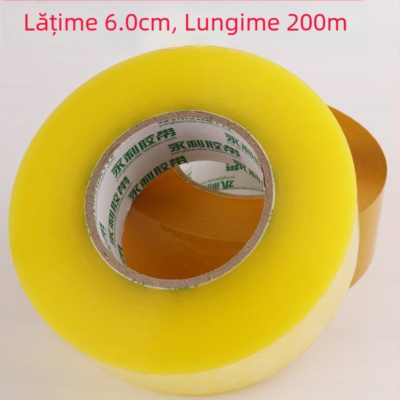 Bandă beige de ambalare 6 cm x 200 m pentru sigilare și ambalare, film BOPP, adeziv pe bază de apă