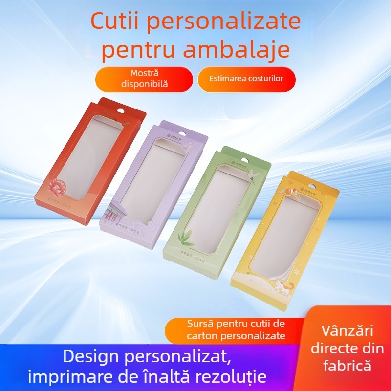 Cutie cadou cu fereastră personalizabilă – cutie de hârtie goală, cu mâner, culoare și imprimare a siglei
