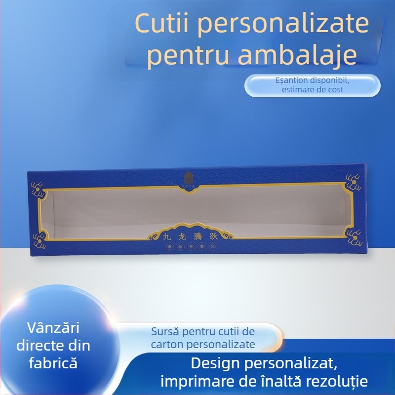 Cutie cadou cu fereastră personalizabilă – cutie de hârtie goală, cu mâner, culoare și imprimare a siglei