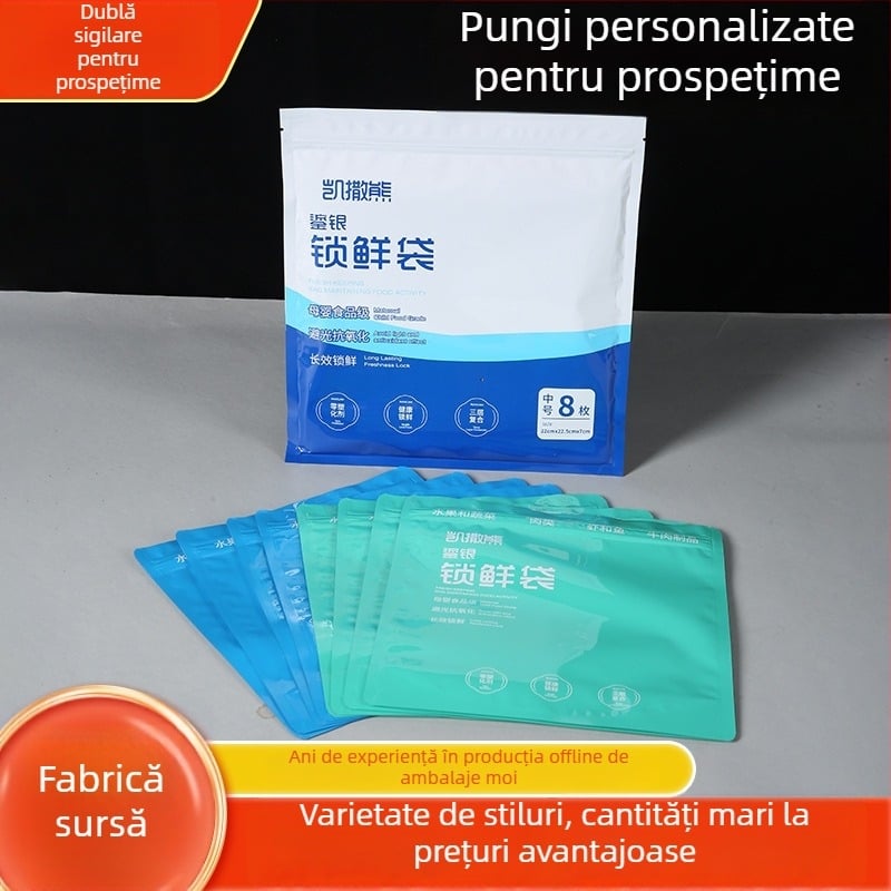 Fresh Lock Pungi pentru prospețimea alimentelor în congelator, sigilate, protejate împotriva luminii, antioxidante, reutilizabile, utilizare casnică, PE, pachet de 6