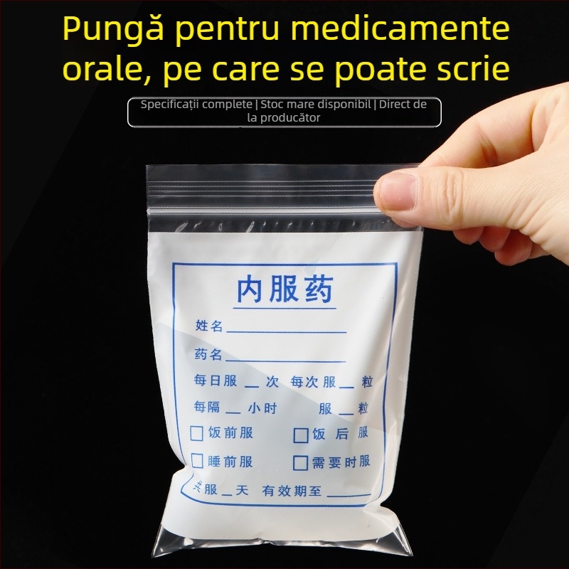 Pungă de medicamente de unică folosință pentru spital, sigilare din plastic, pentru comprimate mici și medicamente occidentale