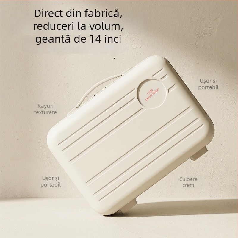 Noul bagaj de mână mic, 14 inci, suvenir personalizat, trusă de machiaj portabil, cutie cadou multifuncțională pentru depozitare