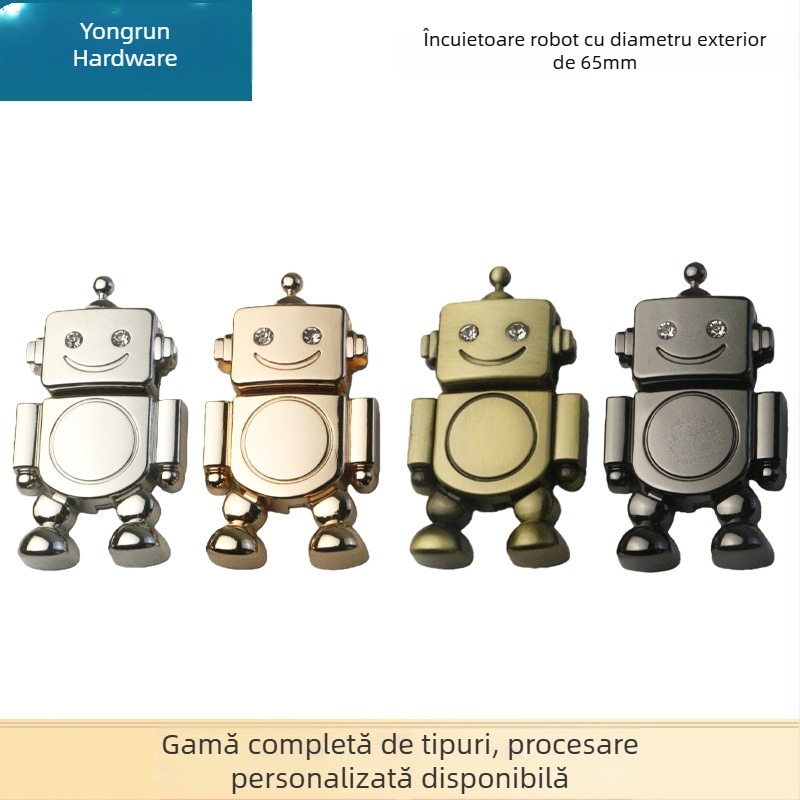 Încuietură în formă de robot din aliaj de zinc, cu diametrul exterior de 65 mm, pentru genți și cutii