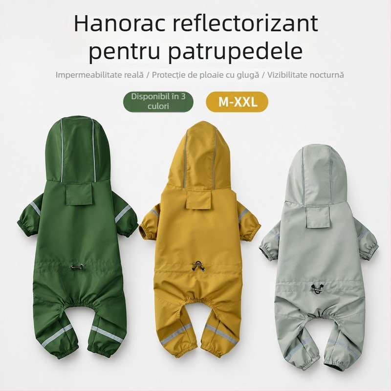 Palton impermeabil cu glugă reflectorizant pentru câini mici (Teddy, Bichon, Corgi, Schnauzer)