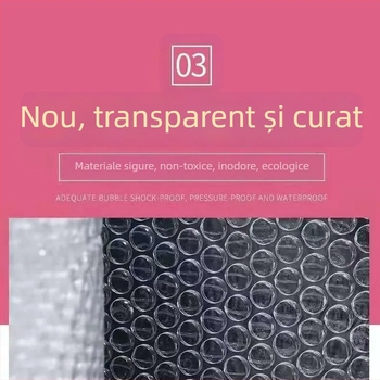 Film cu bule, lățime 20 cm, spumă de ambalaj rezistentă la șocuri, material nou, îngroșat.