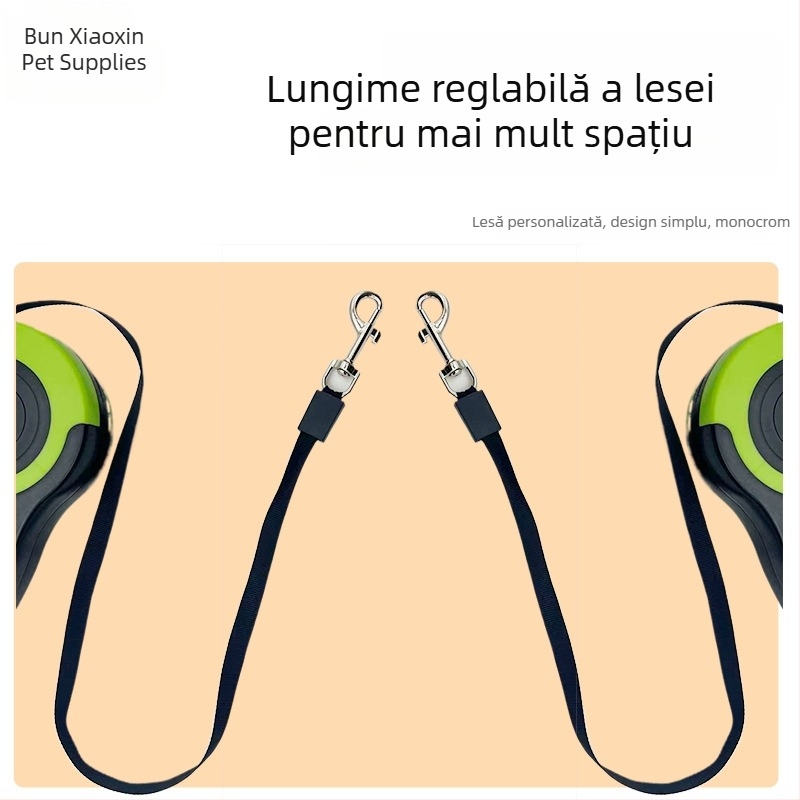 Lesă din nylon cu lanț pentru câini mari, potrivită pentru plimbări cu câini și pisici