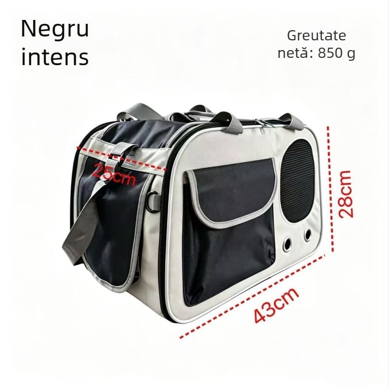 Geantă de purtare pentru pisici, respirabilă, pliabilă, crossbody, cu capacitate mare, pentru pisici până la 5 kg, 43×28×25 cm, Oxford