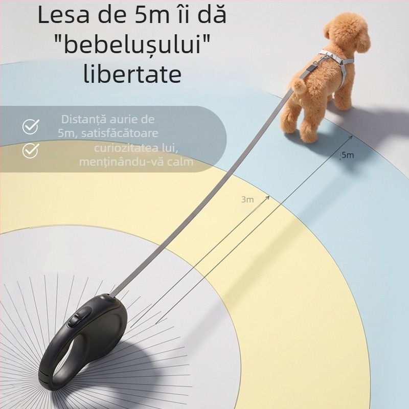 Nunbell Lesă pentru câini transfrontală, retractabilă, anti-ruptură, pentru câini mici și de talie medie