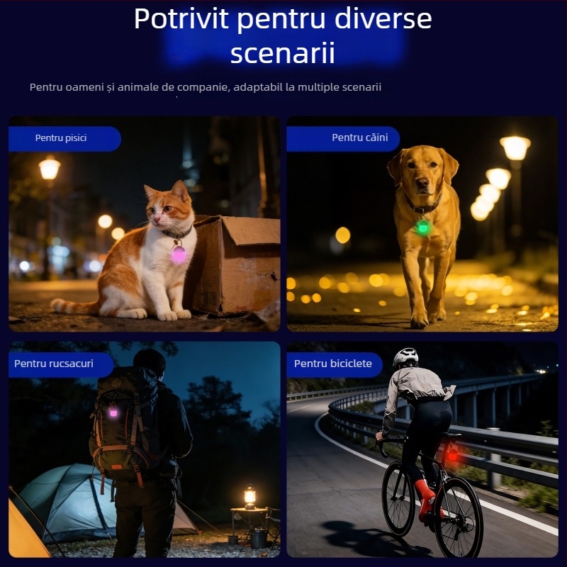 Colier LED pentru câini, în formă de ciupercă, lampă de noapte cu etichetă luminoasă