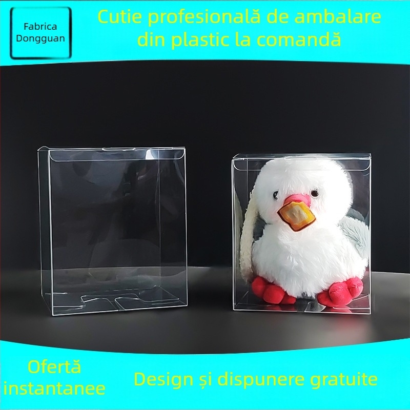 Cutie de ambalaj transparentă pentru păpuși din PET, imprimare color PVC, formă pătrată