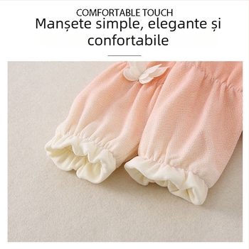 Salopetă de toamnă din bumbac pentru fetițe, imprimeu cu fluture, 0–80 cm, mâneci lungi, pulover