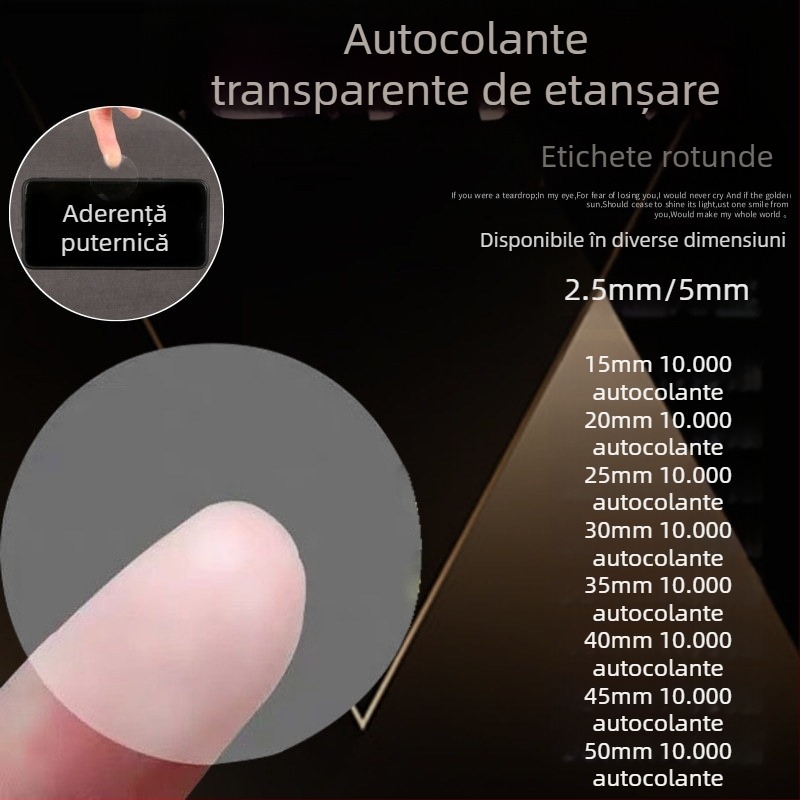Etichetă transparentă de sigilare, cu adeziv puternic, rotundă, pentru cutii cadou și cutii de avion; etichetă circulară de ambalaj autoadezivă.