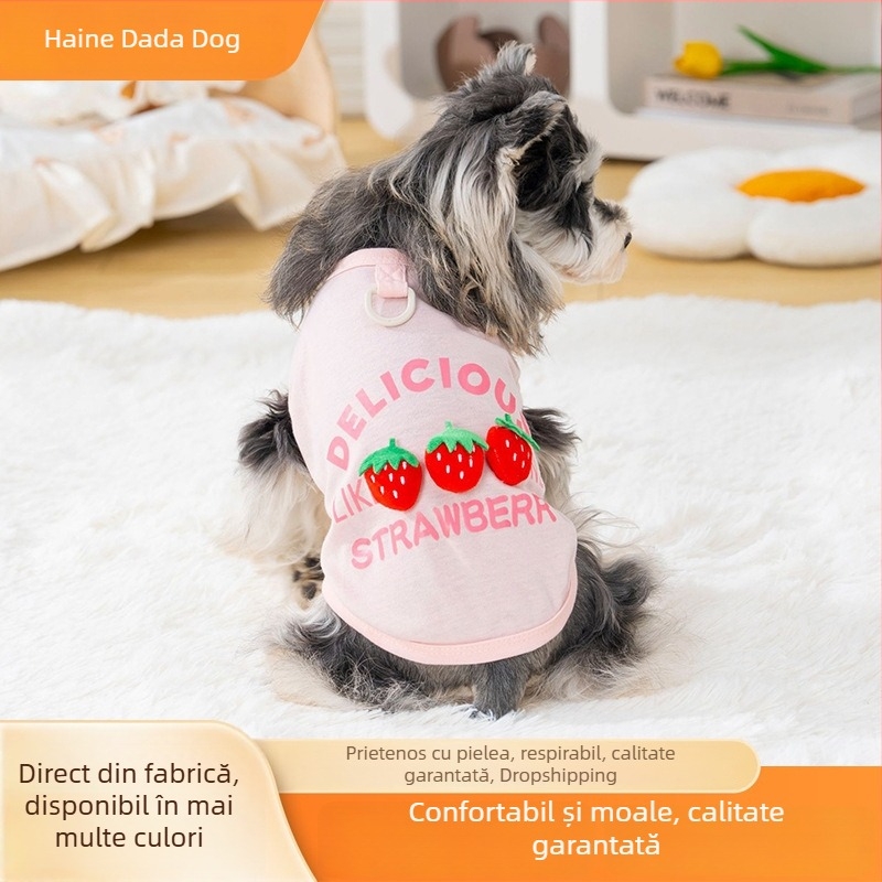 Îmbrăcăminte pentru animale de companie, pentru câini și pisici, stiluri noi primăvară-vară, veste 3D cu imprimeu fructe, 26 de modele