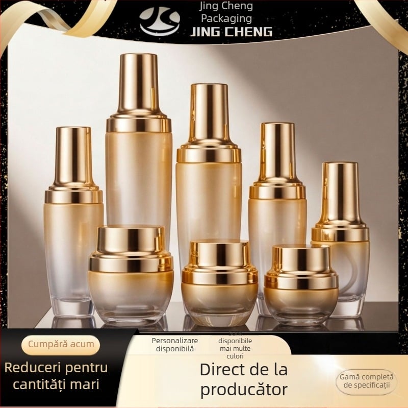 Sticlă de sticlă cosmetică personalizată de 30 ml — pentru ser, loțiune sau cremă, recipient negru mic cu pompă și duză spray