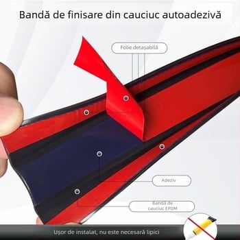 Bandă de margine din cauciuc în formă de U, cu placă de oțel pentru sticlă, etanșare și protecție la impact