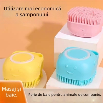 Perie de baie din silicon pentru câini – perie de îngrijire pentru animale de companie