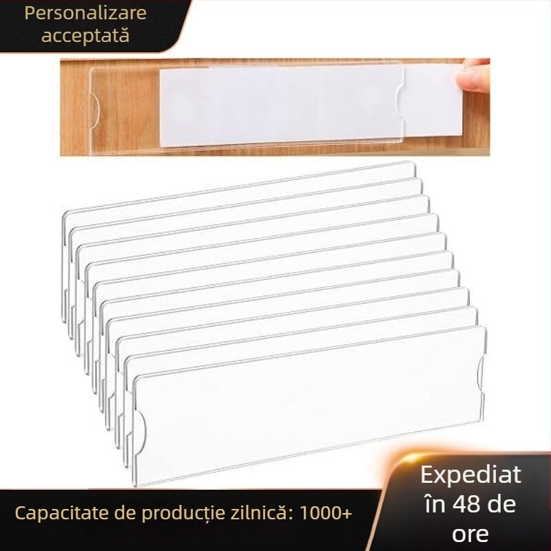 Suport acrilic pentru semne cu spate adeziv, plăcuță cu nume, transparent, 20.32 × 5.08 cm