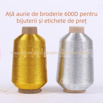 Fire de broderie 600D, fir cu miez auriu și argintiu pentru bijuterii, ciucuri și haine
