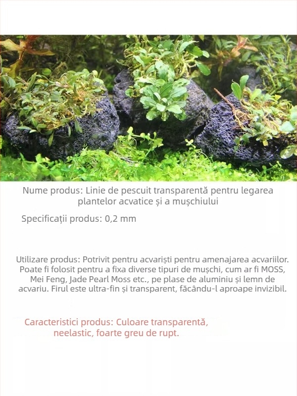 Sfoară de nylon ultra-fină, transparentă, pentru fixarea mușchiului pe lemn scufundat în acvaristică