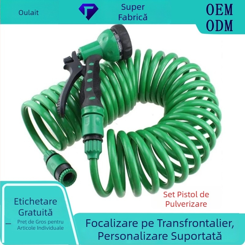 Set EVA pentru grădină, duză retractabilă de 15 m, irigare și spălare auto cu apă sub presiune pentru udarea florilor