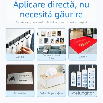 Bandă dublu-adezivă nano, aderență ultra-puternică, lavabilă și reutilizabilă, acril transparent, fără urme