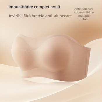 Bustier bandeau fără bretele, cu patru straturi antiderapante, pentru sâni mici, cupe detașabile