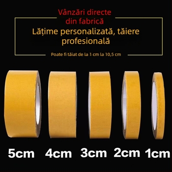 Bandă dublu-adezivă din material textil pentru rosturile covoarelor și podele, aderență înaltă, galbenă