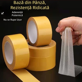 Bandă dublu-adezivă din material textil pentru rosturile covoarelor și podele, aderență înaltă, galbenă