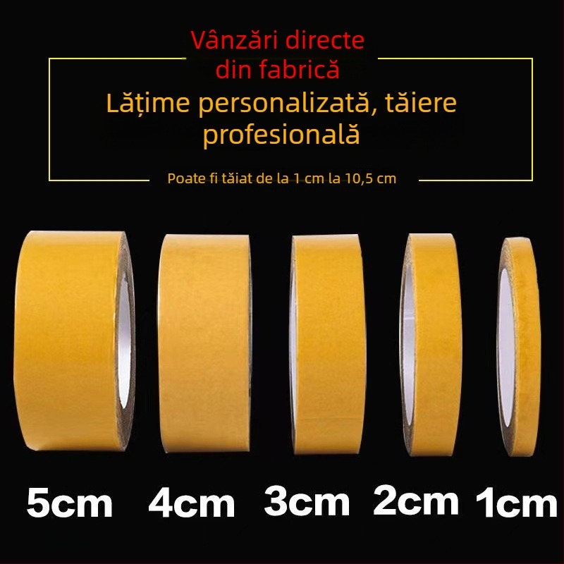 Bandă dublu-adezivă din material textil pentru rosturile covoarelor și podele, aderență înaltă, galbenă