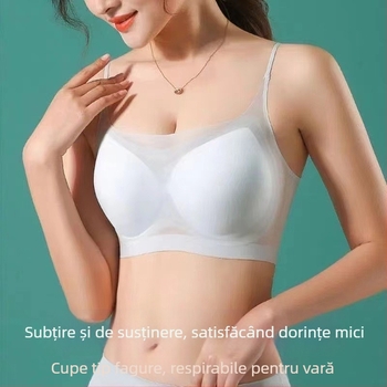 Sutien fara cusături Ice-Silk pentru vară, cupe ultra-subțiri cu perne încorporate, design pentru spate frumos