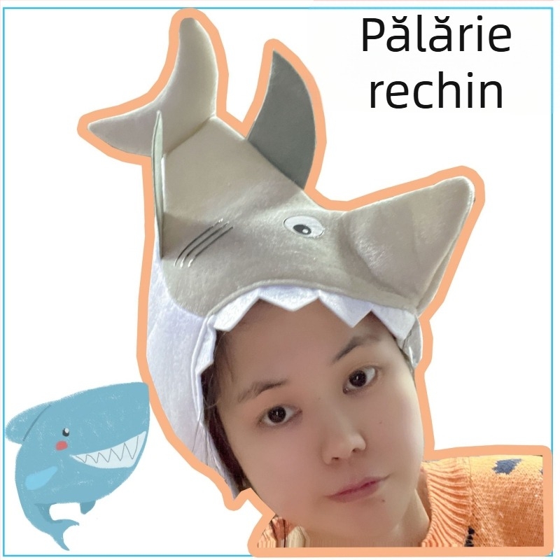 Pălărie din pluș cu cap de rechin — prop pentru fotografie, accesorii de costum