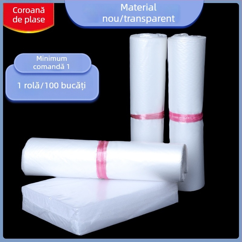 Geantă de expediere transparentă, groasă și impermeabilă, din HDPE, autosealantă, dimensiuni 20x30–40x55 cm, 100 buc./set