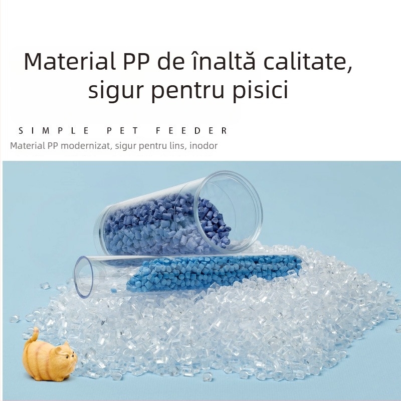 Set dublu de boluri pentru pisici și câini, dozator de apă și mâncare, plastic ABS, albastru