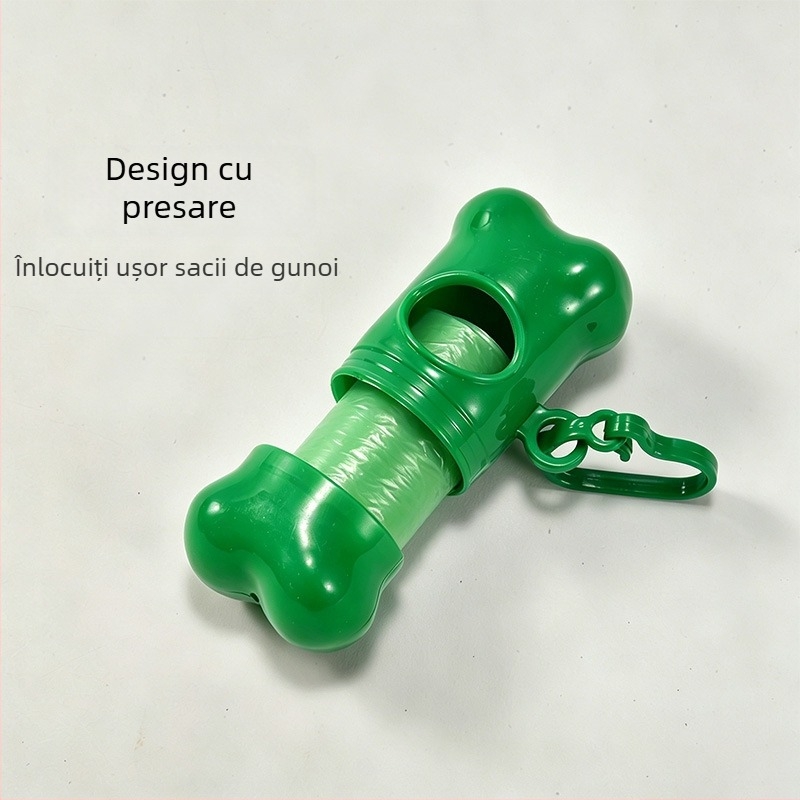 Dispenser pentru pungi de gunoi pentru animale de companie, în formă de os, pentru plimbări cu câinele, pungi biodegradabile.