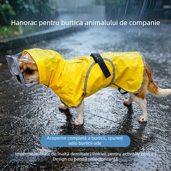 Pelerină impermeabilă pentru câini cu mască facială, pentru corgi, shiba inu și bulldog francez - haine de ploaie pentru plimbări în zile ploioase.