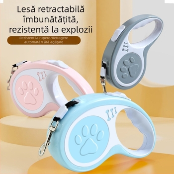 Lesă extensibilă pentru câini cu protecție anti-evadare și anti-șoc, extensie automată pentru câini mici și medii