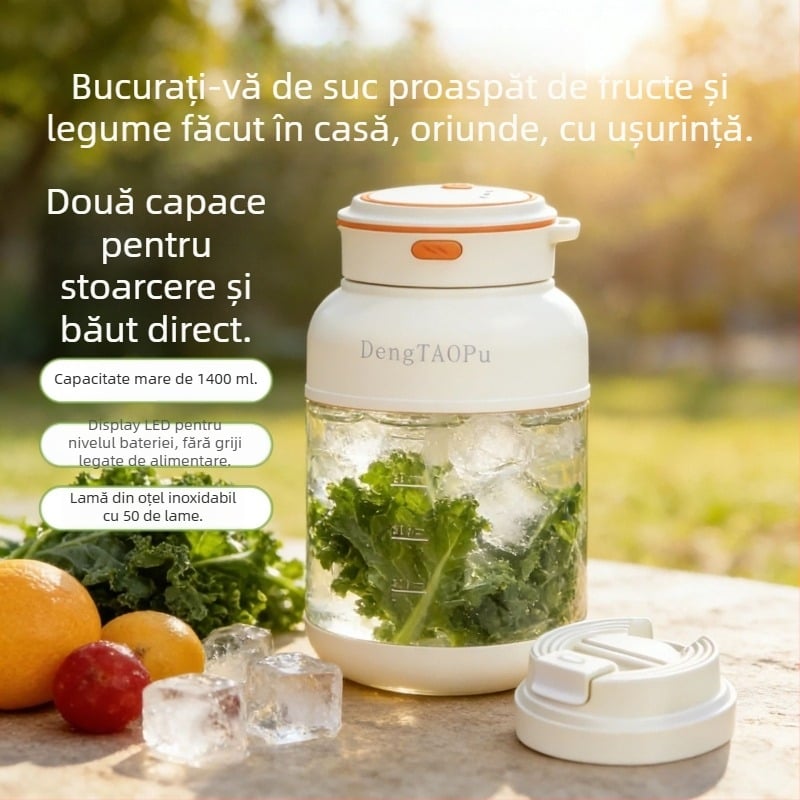 Cana de storcător cu 50 lame din oțel inoxidabil, portabilă, capacitate mare pentru fructe, zdrobire a gheții, model 2026, 80W