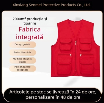 Vesta publicitară cu mai multe buzunare, vestă regizor personalizată, îmbrăcăminte de pescuit în aer liber cu logo imprimat, îmbrăcăminte de lucru pentru voluntari