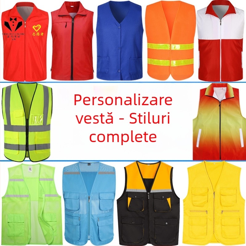 Vesta personalizată pentru voluntari din plasă, cu imprimare a logo-ului, vestă reflectorizantă promoțională brodată