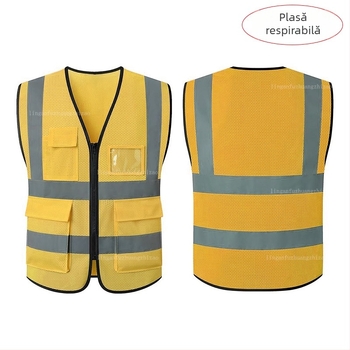 Vestă reflectorizantă personalizată, mărime mare, protecție feroviară, inspecție anuală a vehiculului, muncitori în construcții, protecție mediului