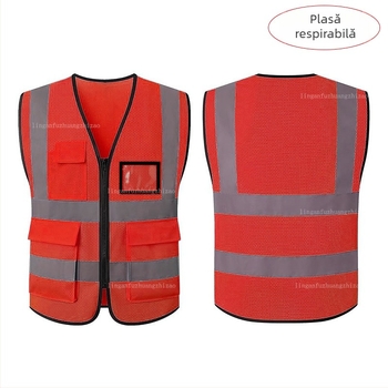 Vestă reflectorizantă personalizată, mărime mare, protecție feroviară, inspecție anuală a vehiculului, muncitori în construcții, protecție mediului