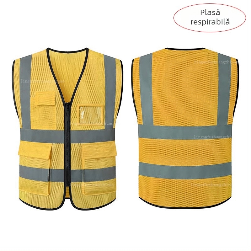 Vestă reflectorizantă personalizată, mărime mare, protecție feroviară, inspecție anuală a vehiculului, muncitori în construcții, protecție mediului