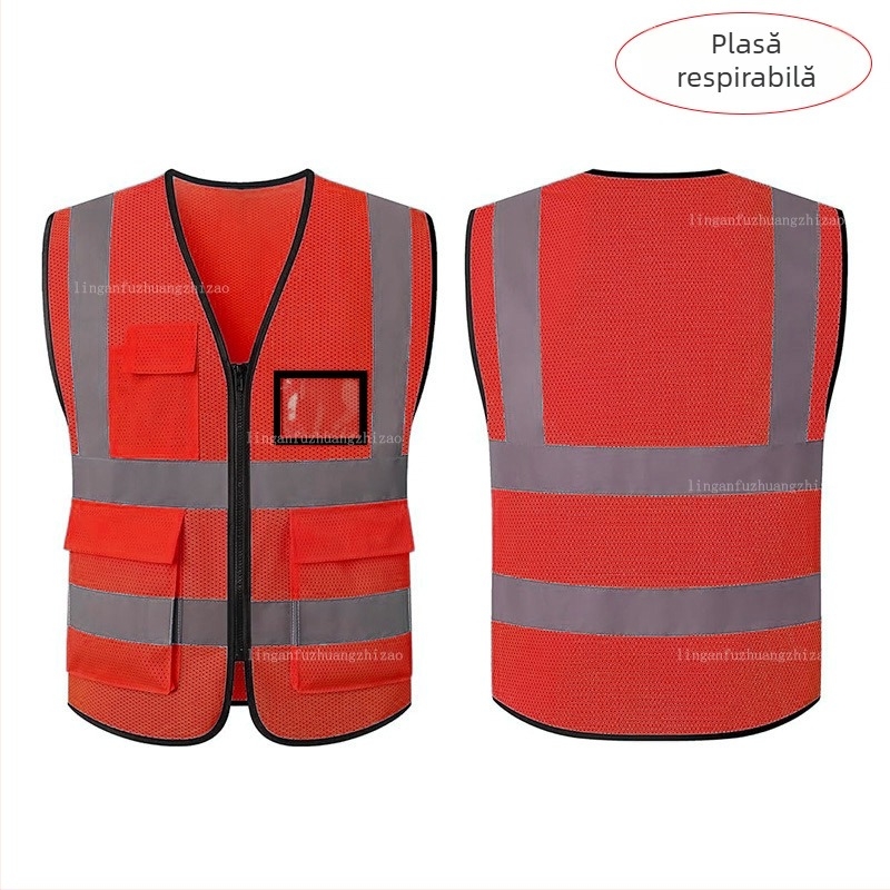 Vestă reflectorizantă personalizată, mărime mare, protecție feroviară, inspecție anuală a vehiculului, muncitori în construcții, protecție mediului